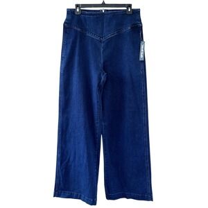 Mod Cloth Wide Leg Dark Wash Jeans Back Zip High‎ Rise Womens 12 Hippie Retro